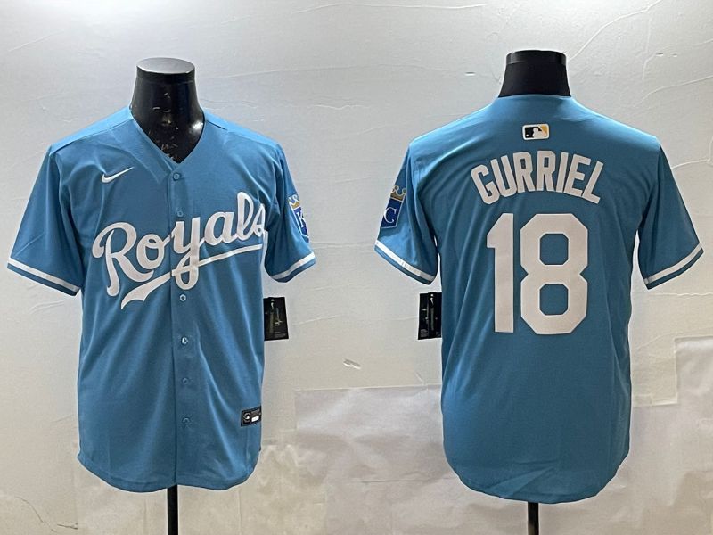Men Kansas City Royals #18 Gurriel Light Blue Game 2025 Nike MLB Jersey style 1->kansas city royals->MLB Jersey